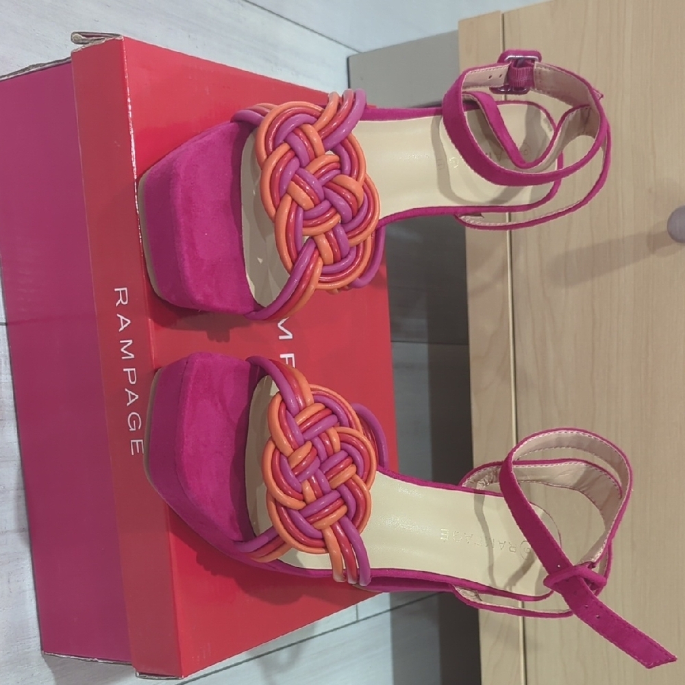 Rampage Women's Pink and Orange Sandals